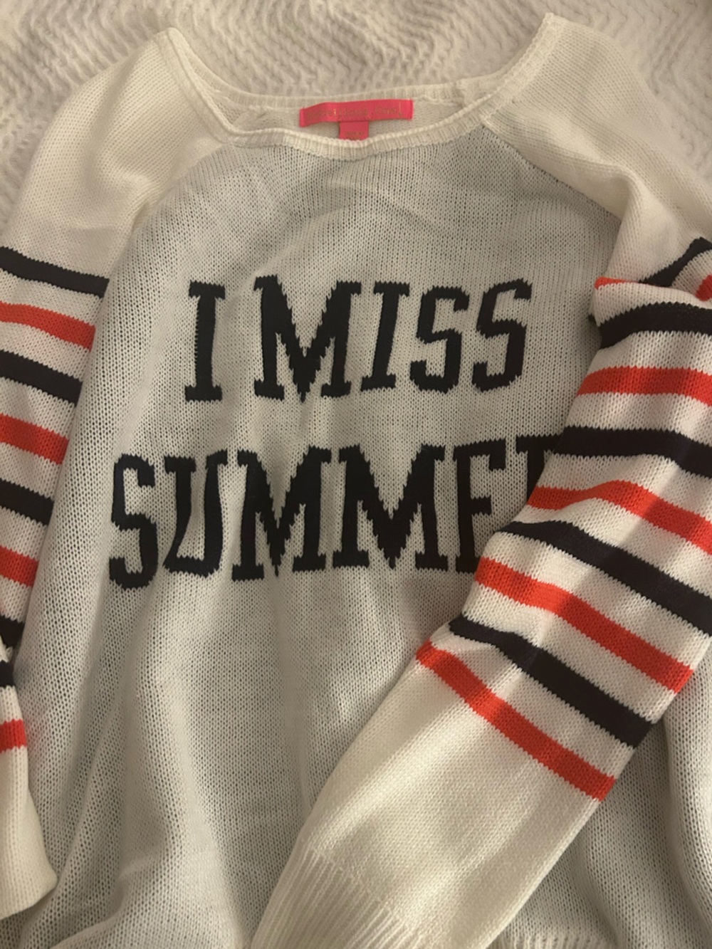 Rebellious One White light weight sweater “I miss summer”